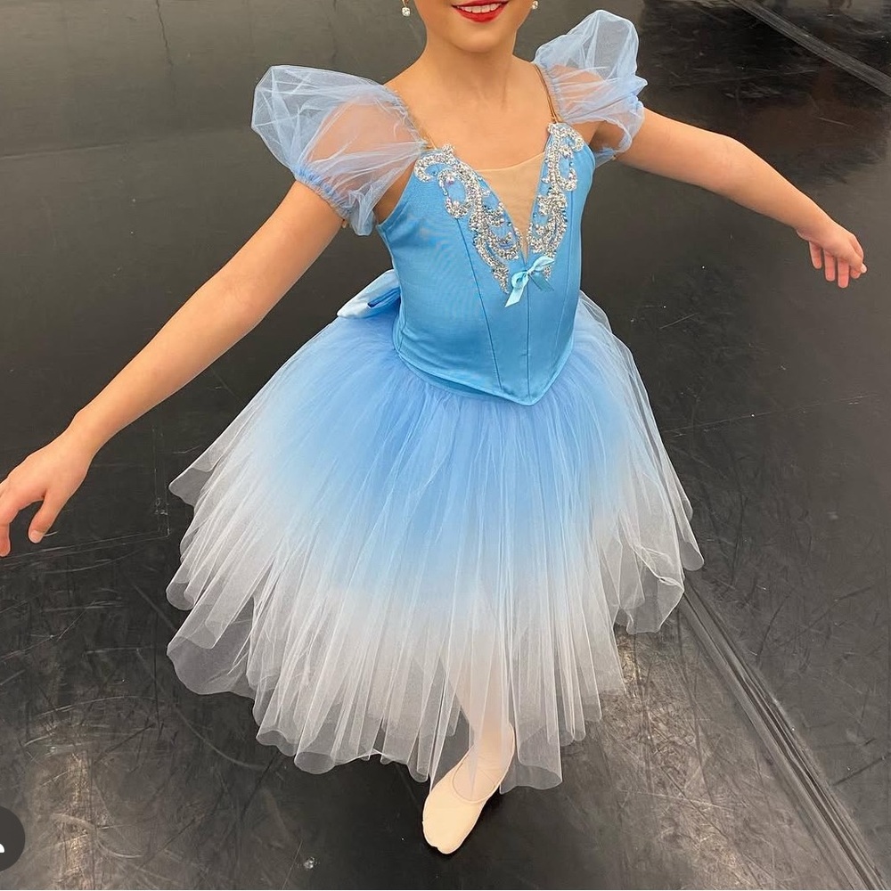 Charming Blue and White Kids Dance Costume